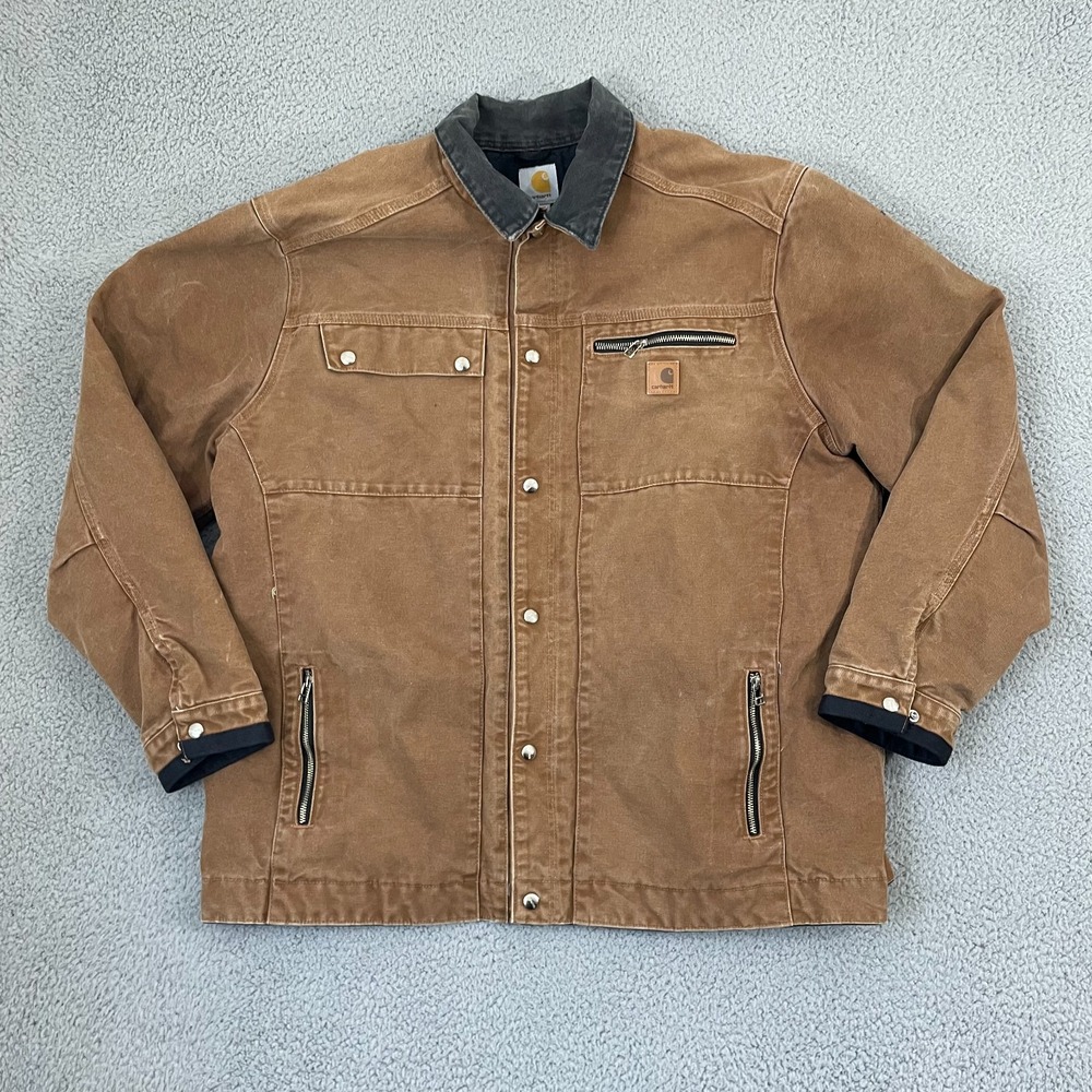 Carhartt J285 BRN Sandstone Jacket Men 2XL Canvas Quilted Lined Workwear